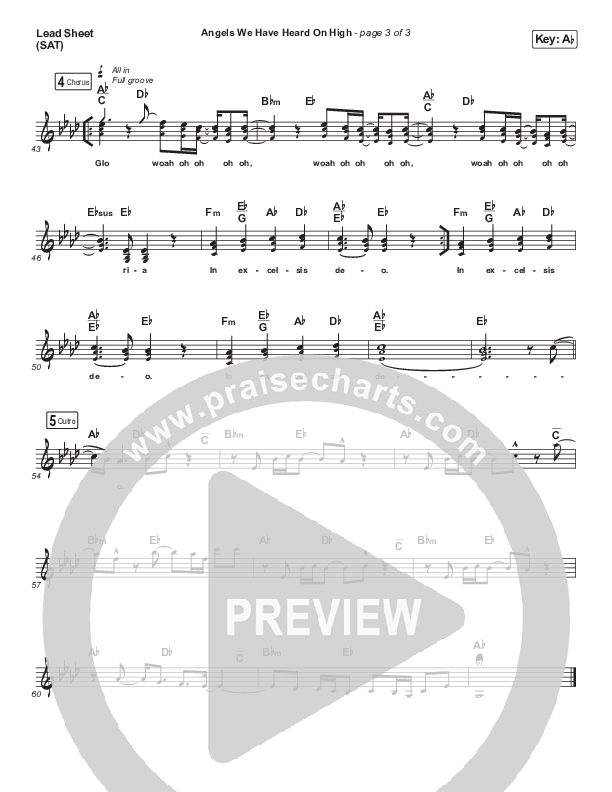 Angels We Have Heard On High Lead Sheet (SAT) (Lincoln Brewster)