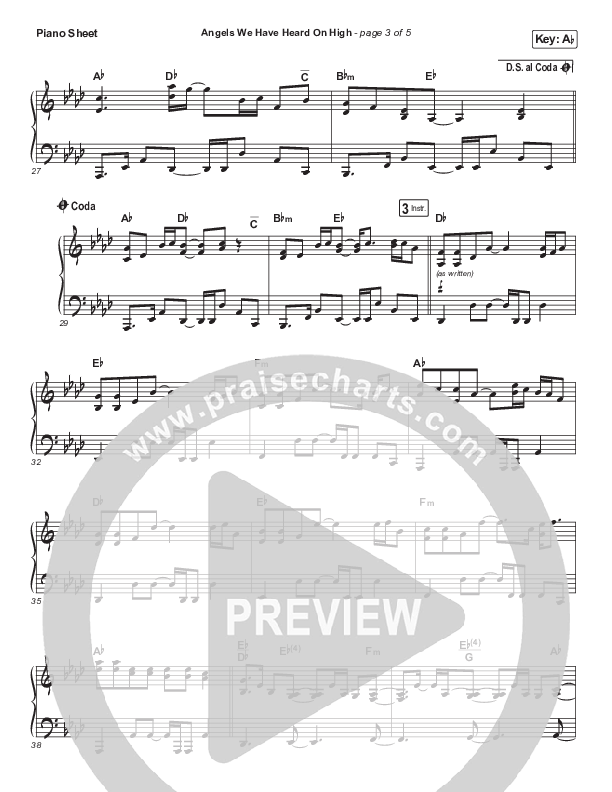 Angels We Have Heard On High Piano Sheet (Lincoln Brewster)