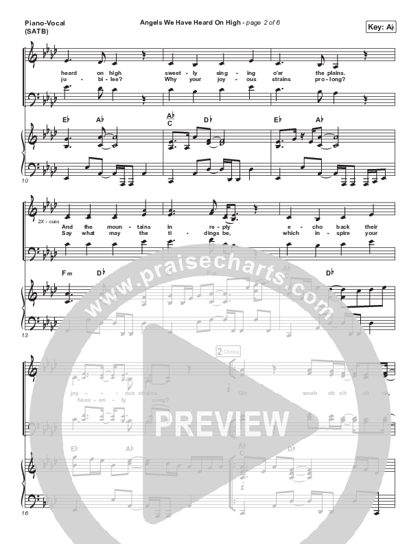 Angels We Have Heard On High Piano/Vocal (SATB) (Lincoln Brewster)