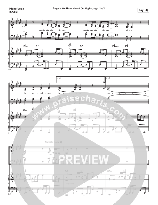 Angels We Have Heard On High Piano/Vocal (SATB) (Lincoln Brewster)