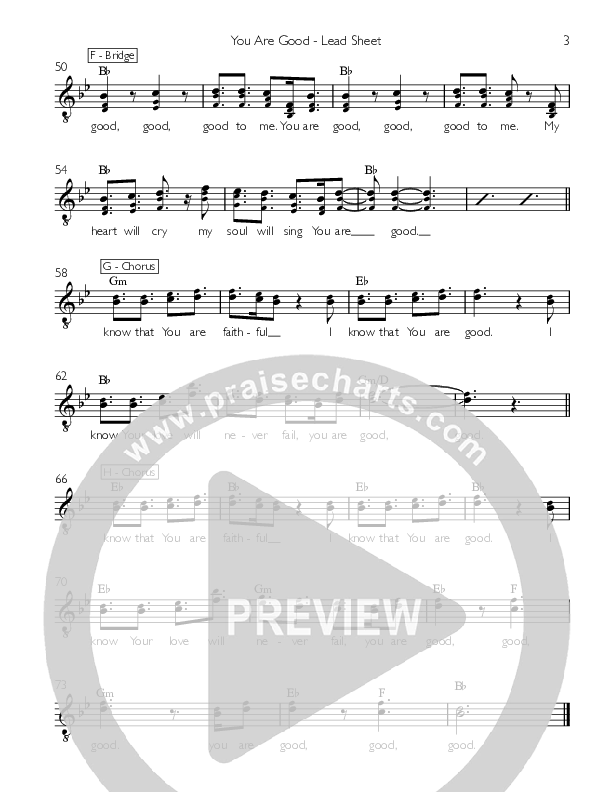 You Are Good Lead Sheet (Willamette Music)