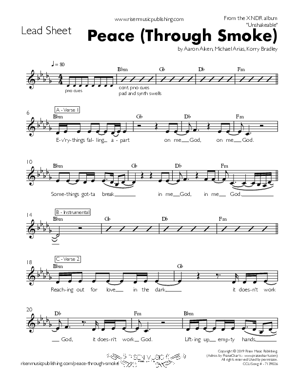Peace (Through Smoke) Lead Sheet (XNDR)