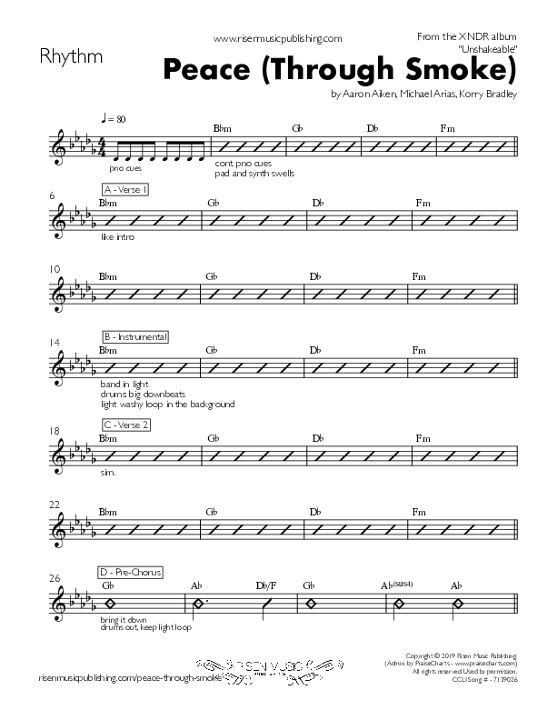Peace (Through Smoke) Rhythm Chart (XNDR)