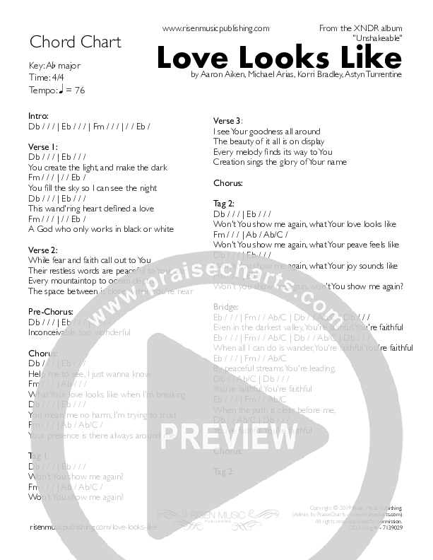 Love Looks Like Chords & Lyrics (XNDR)