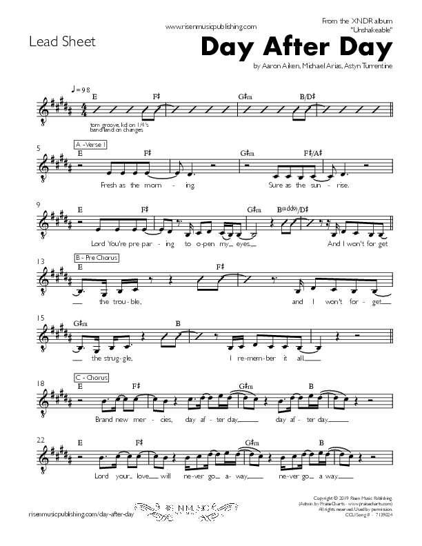 Day After Day Lead Sheet (XNDR)
