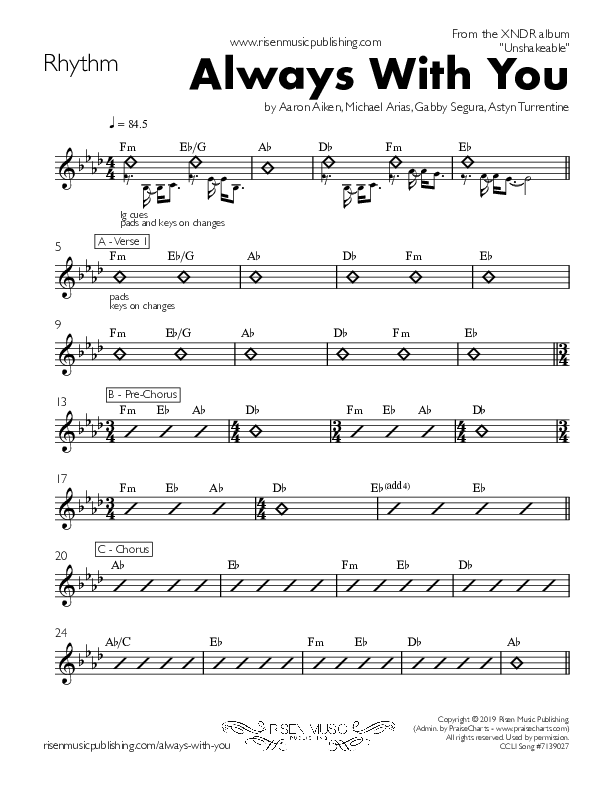 Always With You Rhythm Chart (XNDR)