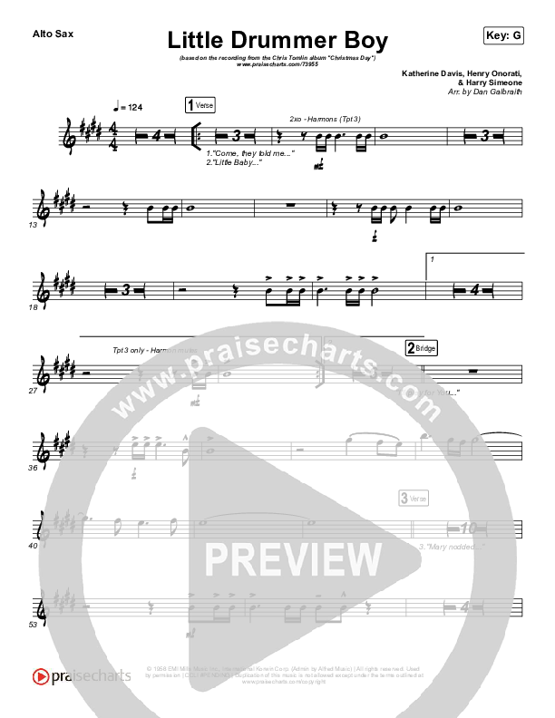 Little Drummer Boy Alto Sax (Chris Tomlin)