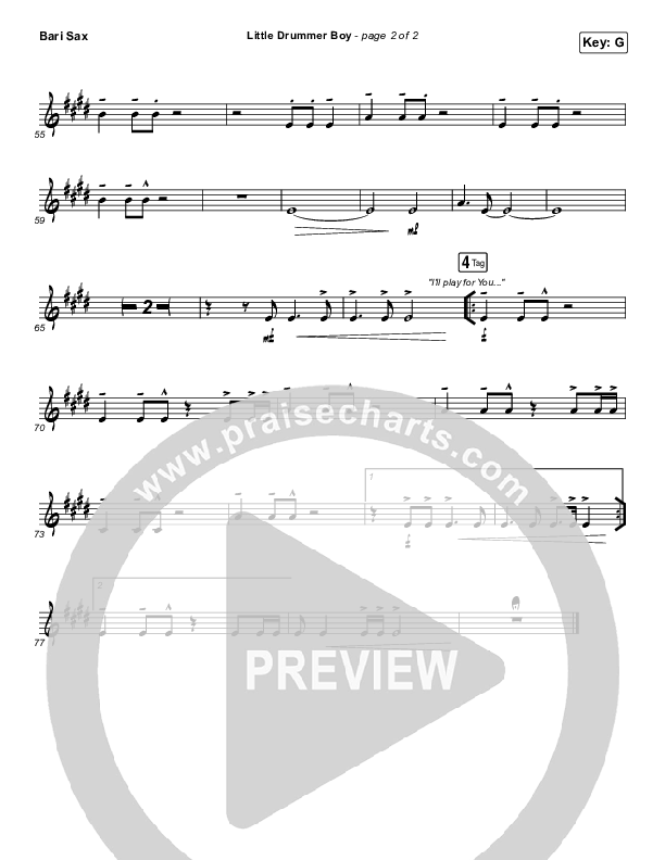 Little Drummer Boy Bari Sax (Chris Tomlin)