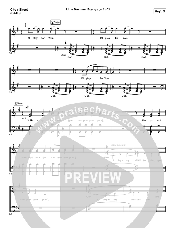Little Drummer Boy Choir Sheet (SATB) (Chris Tomlin)