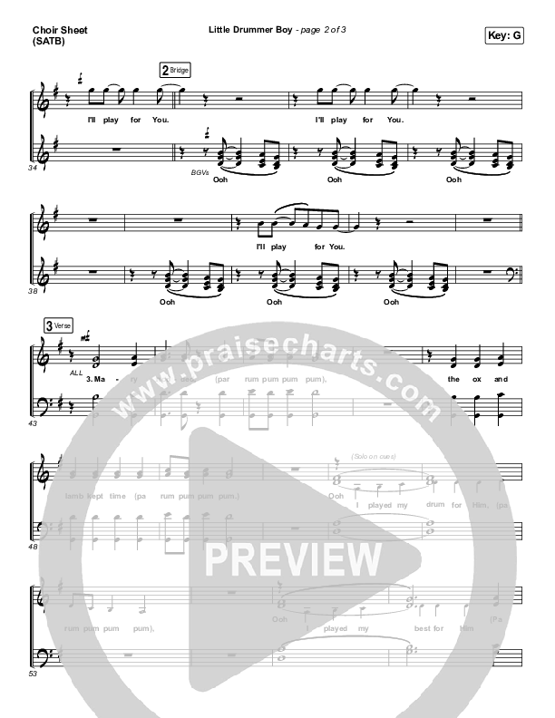 Little Drummer Boy Choir Sheet (SATB) (Chris Tomlin)