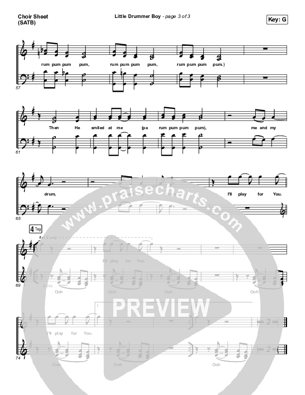 Little Drummer Boy Choir Sheet (SATB) (Chris Tomlin)