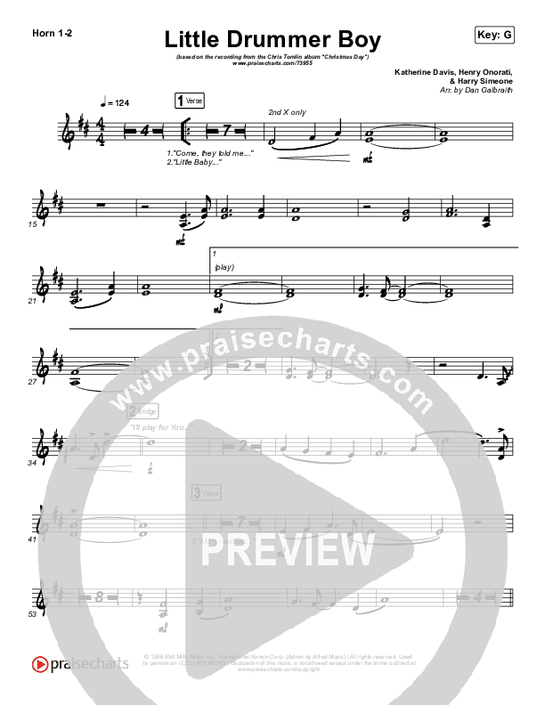 Little Drummer Boy French Horn 1/2 (Chris Tomlin)