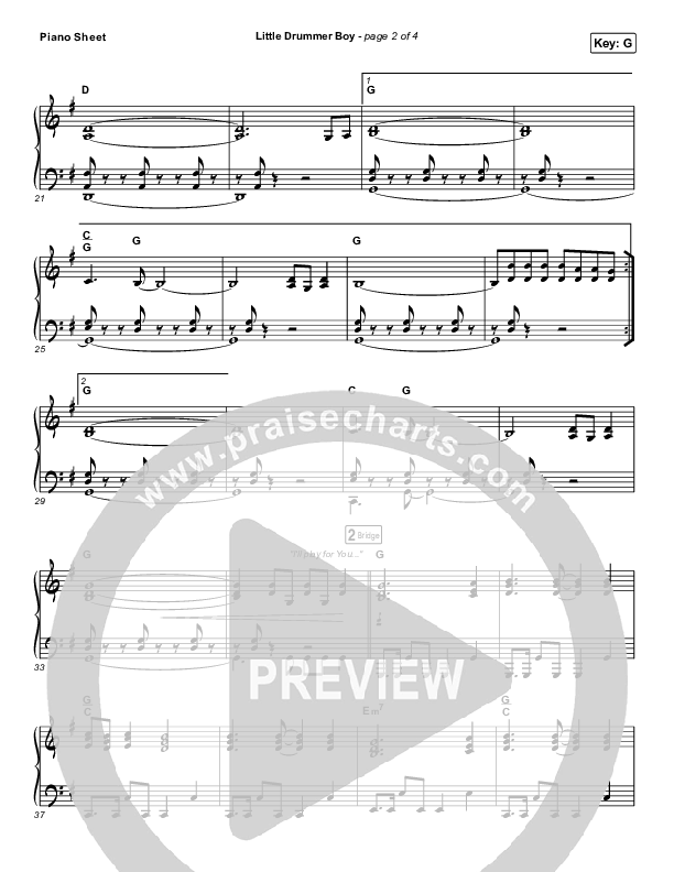 Little Drummer Boy Piano Sheet (Chris Tomlin)