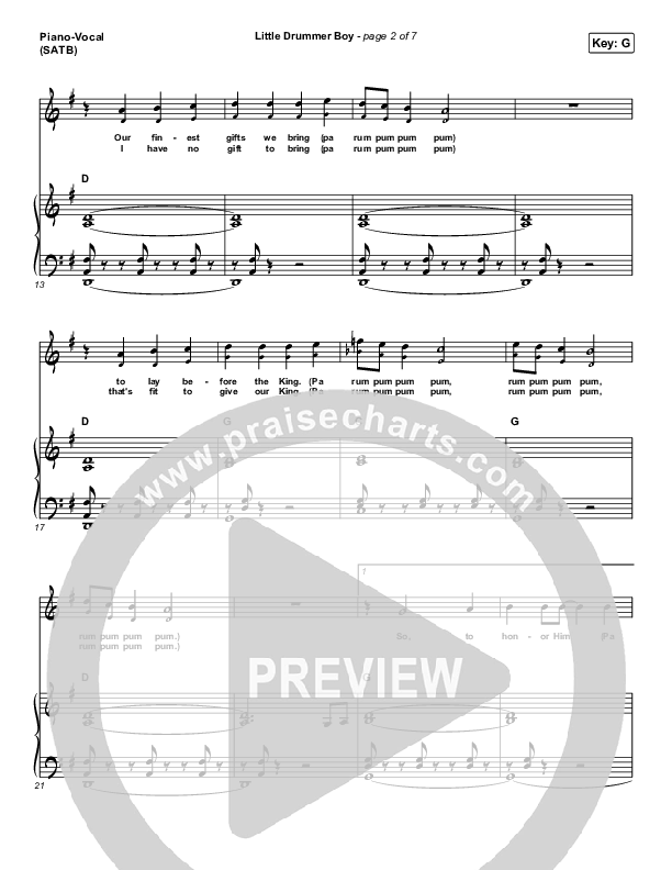 Little Drummer Boy Piano/Vocal (SATB) (Chris Tomlin)