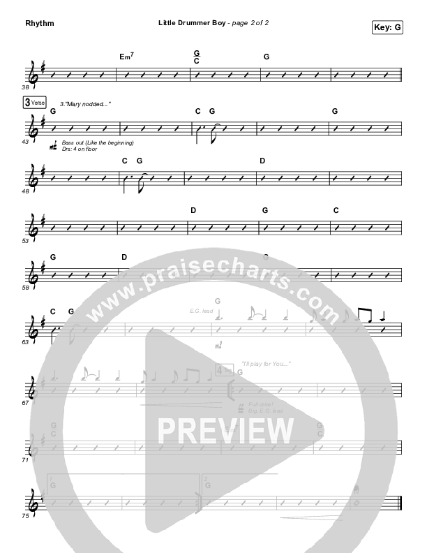 Little Drummer Boy Rhythm Chart (Chris Tomlin)