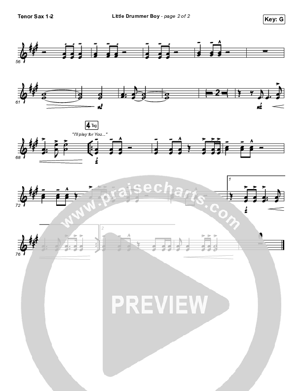 Little Drummer Boy Tenor Sax 1/2 (Chris Tomlin)