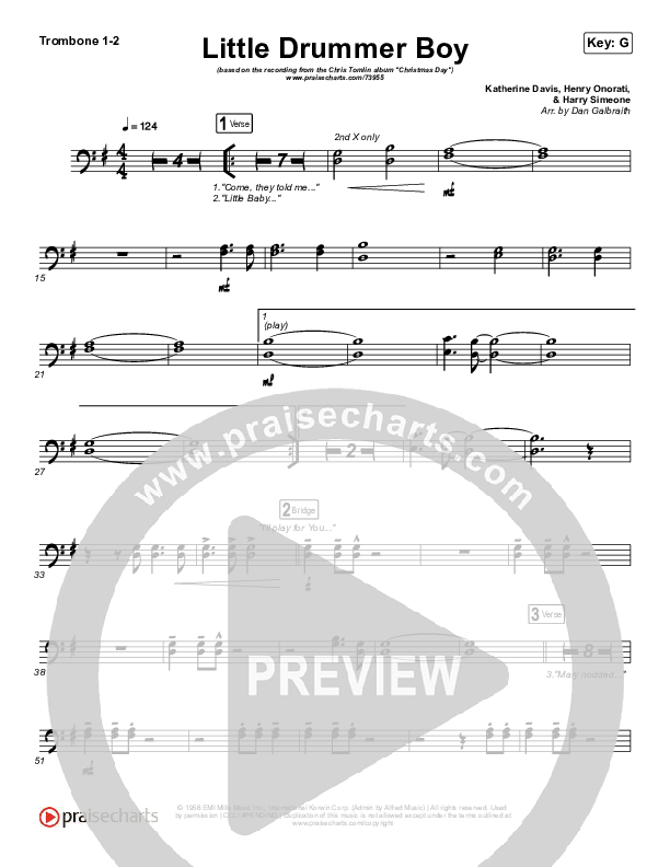 Little Drummer Boy Trombone 1/2 (Chris Tomlin)
