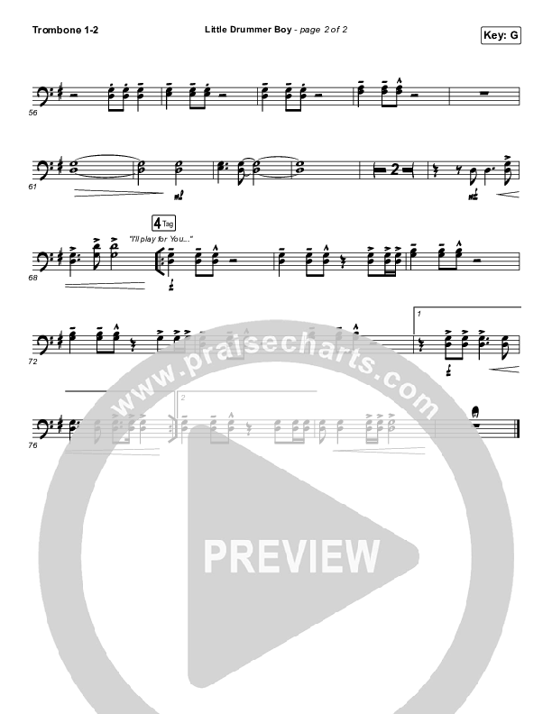 Little Drummer Boy Trombone 1/2 (Chris Tomlin)