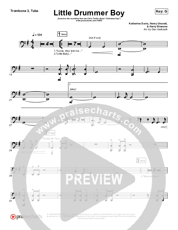 Little Drummer Boy Trombone 3/Tuba (Chris Tomlin)