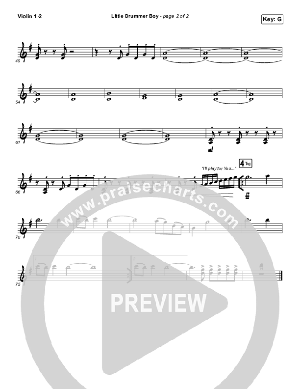 Little Drummer Boy Violin 1/2 (Chris Tomlin)