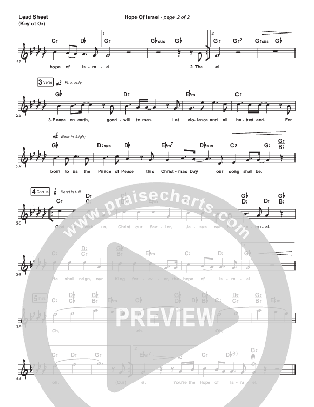 Hope Of Israel Lead Sheet (Melody) (Chris Tomlin)