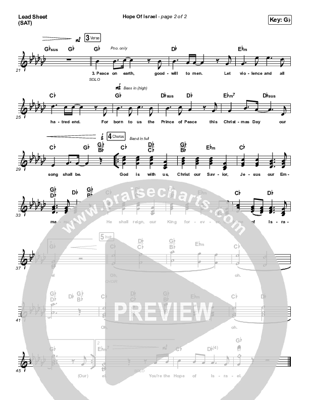 Hope Of Israel Lead Sheet (SAT) (Chris Tomlin)