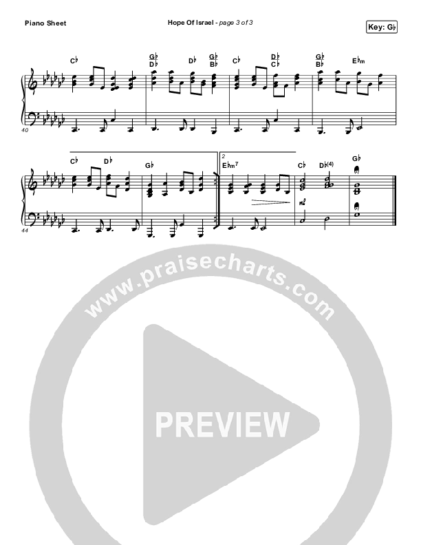 Hope Of Israel Piano Sheet (Chris Tomlin)