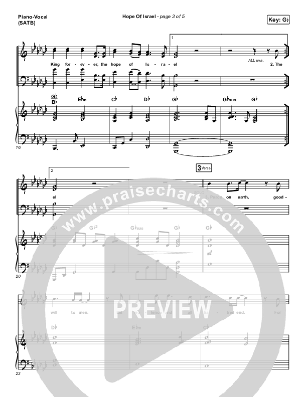 Hope Of Israel Piano/Vocal (SATB) (Chris Tomlin)