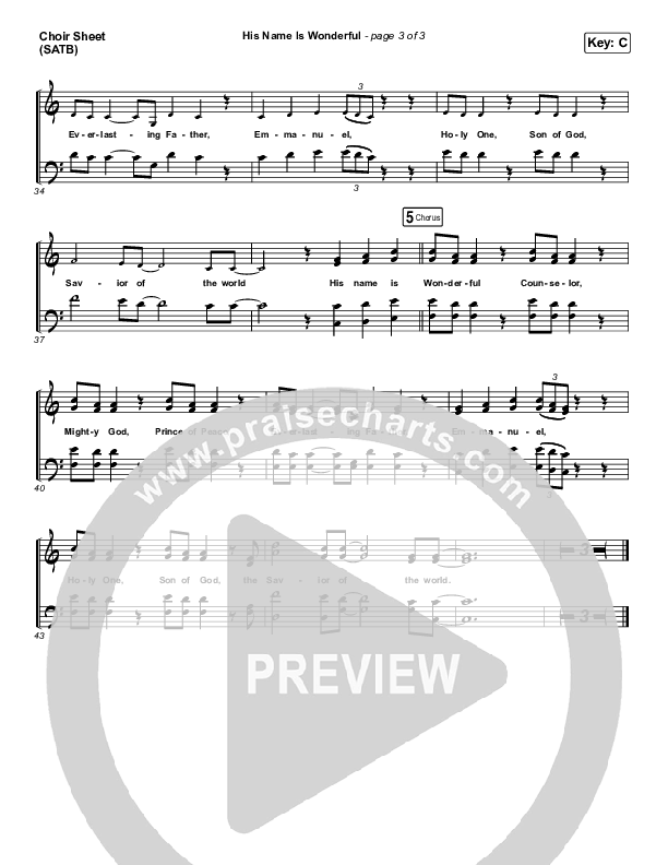 His Name Is Wonderful Choir Sheet (SATB) (Chris Tomlin)