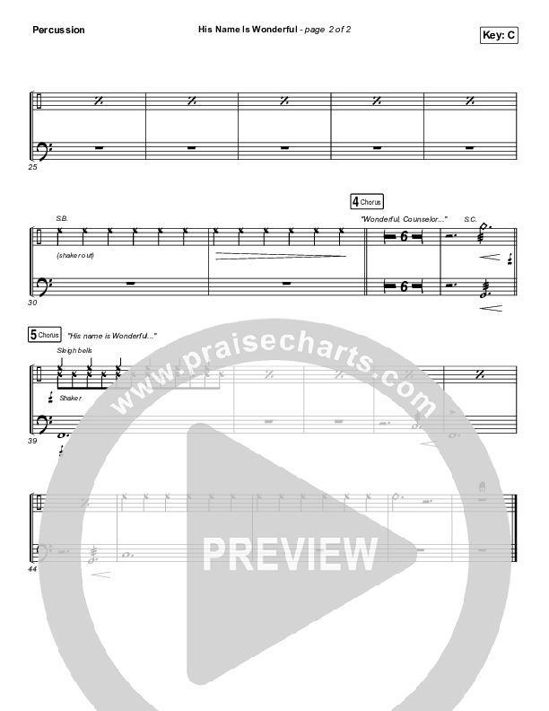 His Name Is Wonderful Percussion (Chris Tomlin)