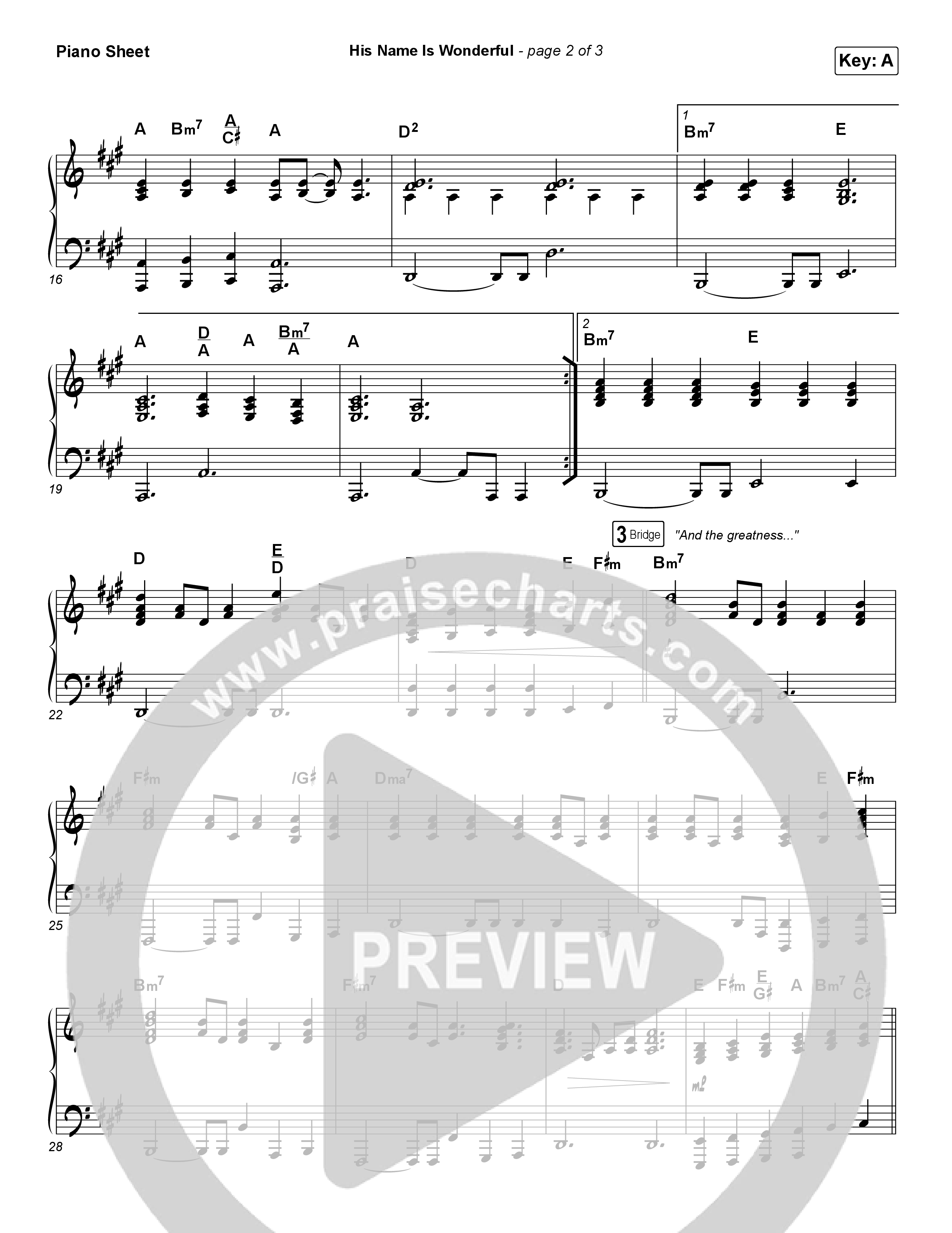 His Name Is Wonderful Piano Sheet (Chris Tomlin)