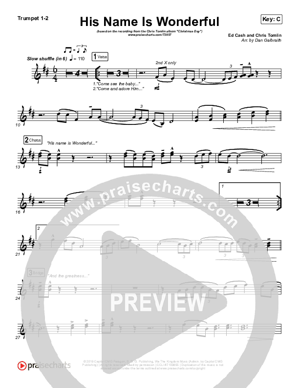 His Name Is Wonderful Brass Pack (Chris Tomlin)