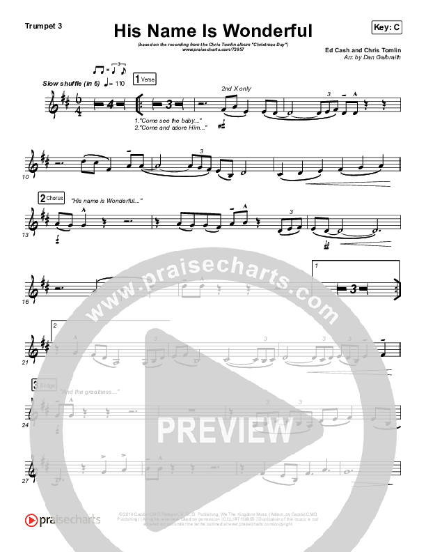 His Name Is Wonderful Trumpet 3 (Chris Tomlin)