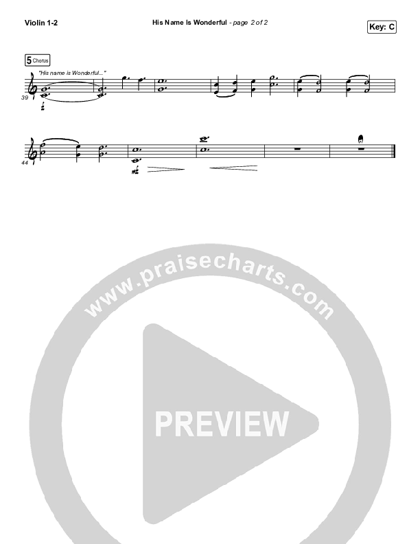 His Name Is Wonderful Violin 1/2 (Chris Tomlin)