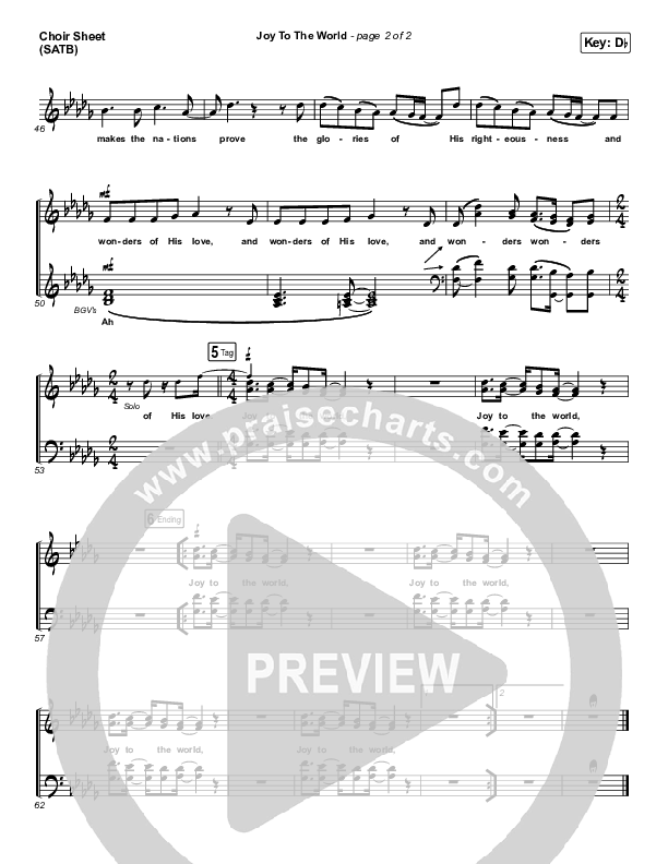Joy To The World Choir Vocals (SATB) (Lincoln Brewster)