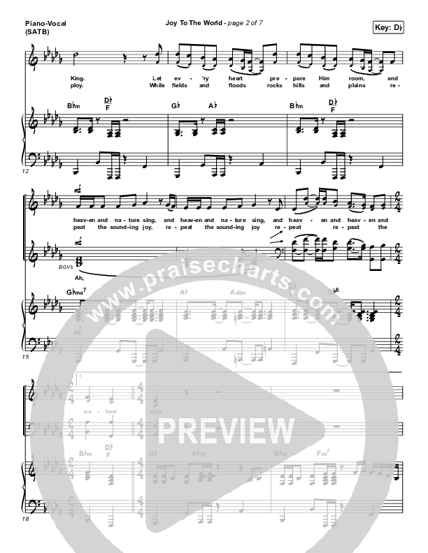Joy To The World Piano/Vocal Pack (Lincoln Brewster)