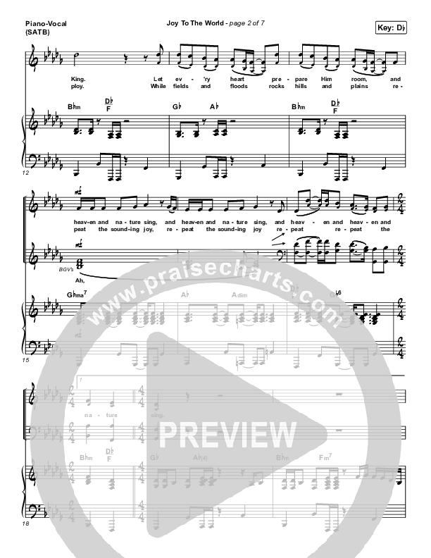 Joy To The World Piano/Vocal (SATB) (Lincoln Brewster)