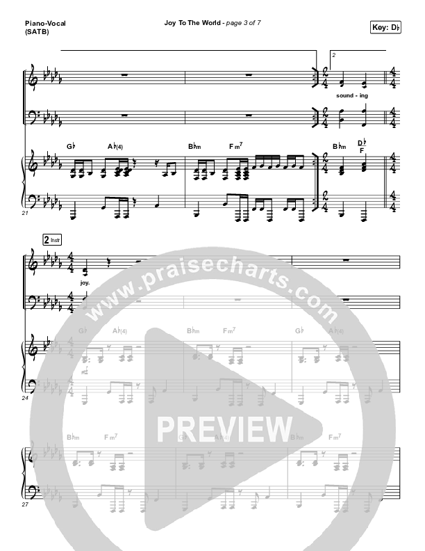 Joy To The World Piano/Vocal (SATB) (Lincoln Brewster)