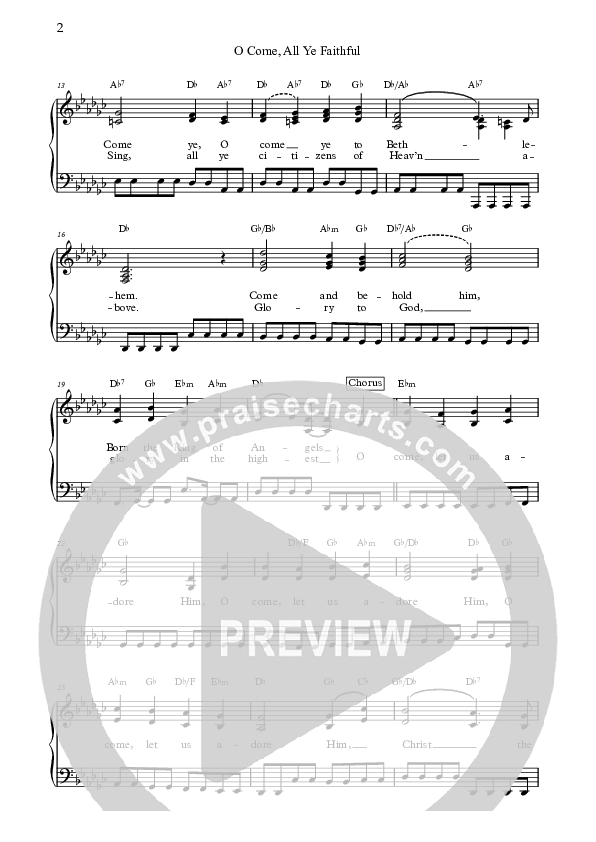 O Come All Ye Faithful Lead Sheet (Lincoln Brewster)