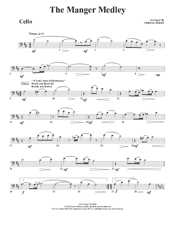 The Manger Medley Cello (Chris Emert)