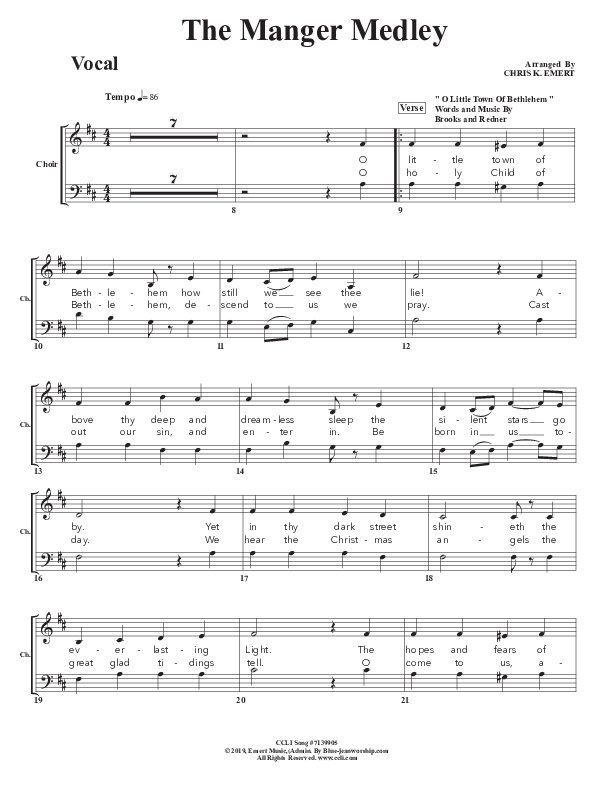 The Manger Medley Choir Sheet (SATB) (Chris Emert)