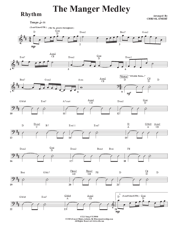 The Manger Medley Rhythm Chart (Chris Emert)
