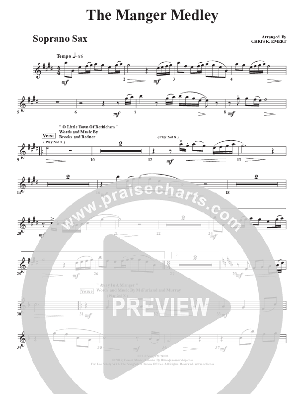 The Manger Medley Soprano Sax (Chris Emert)