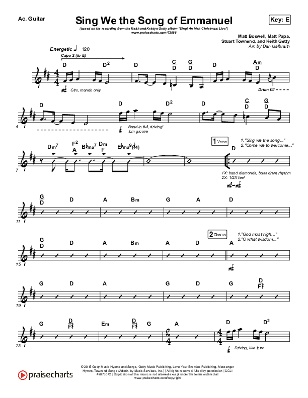 Sing We The Song Of Emmanuel Acoustic Guitar (Matt Boswell / Matt Papa / Keith & Kristyn Getty)