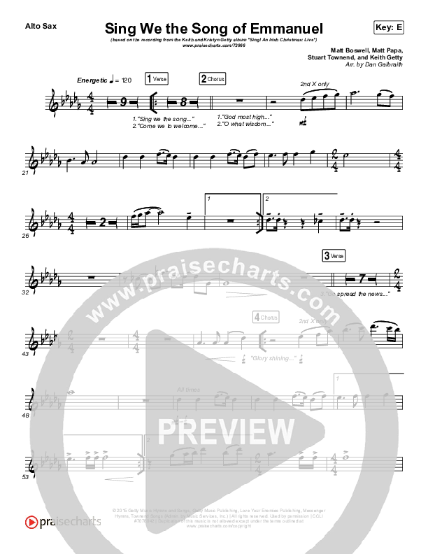 Sing We The Song Of Emmanuel Alto Sax (Matt Boswell / Matt Papa / Keith & Kristyn Getty)