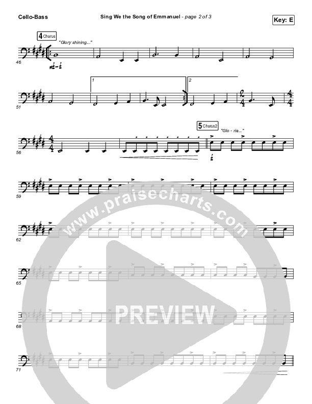 Sing We The Song Of Emmanuel Cello/Bass (Matt Boswell / Matt Papa / Keith & Kristyn Getty)