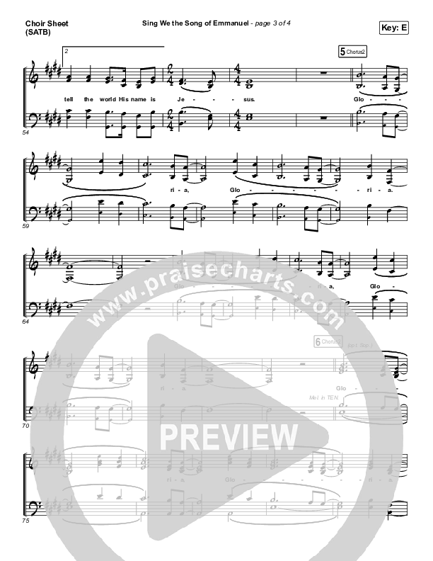 Sing We The Song Of Emmanuel Choir Sheet (SATB) (Matt Boswell / Matt Papa / Keith & Kristyn Getty)