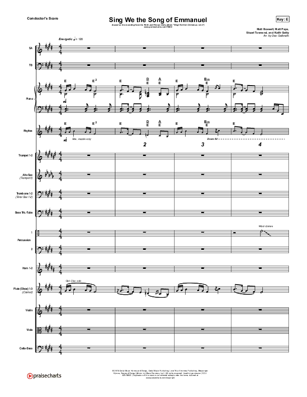 Sing We The Song Of Emmanuel Conductor's Score (Matt Boswell / Matt Papa / Keith & Kristyn Getty)