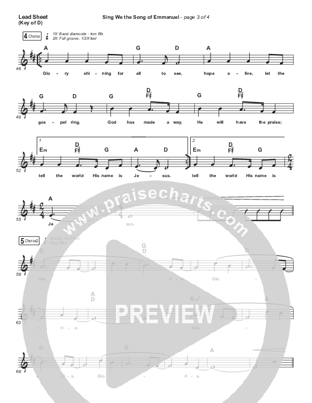 Sing We The Song Of Emmanuel Lead Sheet (Melody) (Matt Boswell / Matt Papa / Keith & Kristyn Getty)