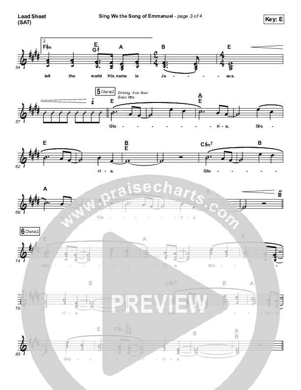 Sing We The Song Of Emmanuel Lead Sheet (SAT) (Matt Boswell / Matt Papa / Keith & Kristyn Getty)